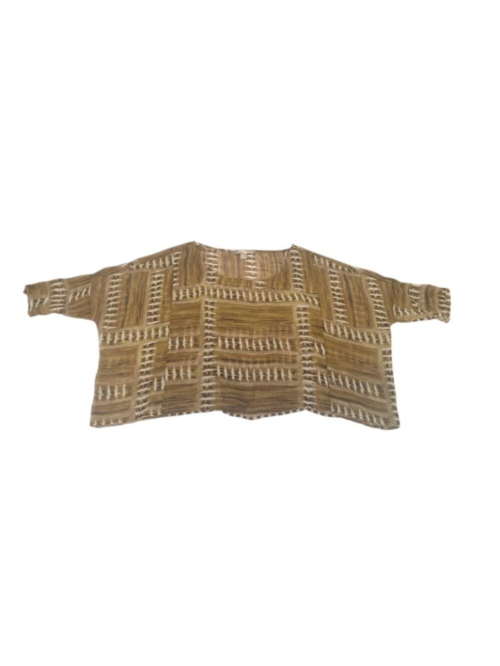 Women’s Love21 Forever 21 Sheer Woven Top XS Green Beige Boho Boxy Blouse NWT - Picture 4 of 7